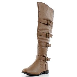 West Blvd Tehran Over Knee Thigh High Boots Khaki
